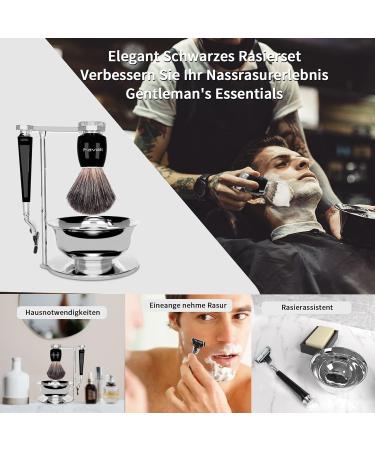 Favali 4-in-1 Shaving Brush Set - Stainless Steel Chrome Razor Brush & Bowl - Perfect Wet Shaving for Men - International Shipping Available - Buy Online on GoSupps.com