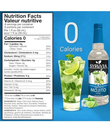 Syruvia Mojito Sugar-Free Syrup - 0 Calorie - Premium Flavoring Syrup for Tea Italian Sodas Beverages Desserts Ice Cream Cocktails & Mocktails - Kosher Gluten Free - 25.4 fl oz. Sugar-Free Mojito - Buy Online on GoSupps.com