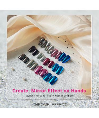 Mirror Metal Green Press On Nails - Medium Short Square Chrome Glazed Gel Nails | Reusable Thick Acrylic Nails for Women - Buy Online on GoSupps.com