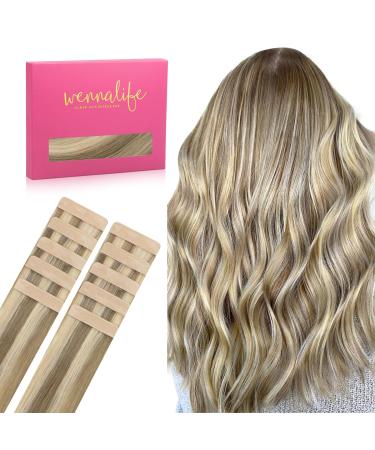 If -of -hearted tape extensions real hair ash brown highlights gold blonde 10pcs tape in extensions real hair 20g 25cm invisible hair extension real hair invisible real hair tape refill pack 25cm 20g 10Pcs #8a/22 ash brown highlights goldenblond