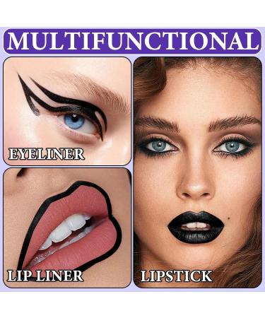 2Pcs Black Matte Liquid Lipstick & Lip Liner Set | Waterproof Long Lasting Smudge Proof | Perfect for Halloween & Goth Makeup - Buy Online on GoSupps.com