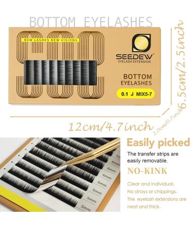 SEEDEW Bottom Lash Extensions MIX5-7mm J Curl 0.10mm 12 Rows/Tray Classic Individual Single Natural Soft Lightweight Eyelashes Grafting for Lash Artists Beauty Salon(Matte Black-0.1-J-MIX5-7mm) 5-7mmMIX Black J 0.10mm - Buy Online on GoSupps.com