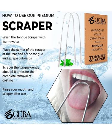 OCBA Tongue Scraper for Oral Health Natural Silver Tongue Cleaner Rustproof Use After Toothbrush for Fresh Breath Stainless Steel (1 Pack) (2 Pack) - Buy Online on GoSupps.com