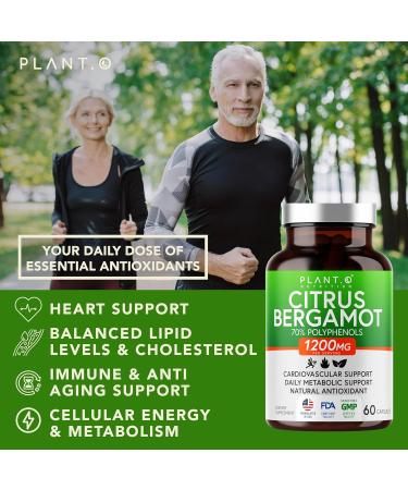 Citrus Bergamot Supplement 1200mg - Heart Health Immunity & Antioxidant - 70% Polyphenols - 60 Veggie Capsules | International Shipping Available - Buy Online on GoSupps.com