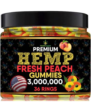 Hemp Gummies-Premium Peach Rings-Fresh and Full Flavor Gummy Bear Edibles-Natural Hemp Oil-Health Routine and Discomfort-Made in USA