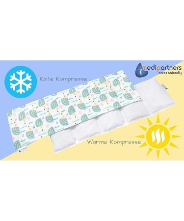 Medi Partners Cherry Core Pillow 60x20cm | 100% Cotton Eco-Friendly Heat & Cold Therapy | Removable Mint Hedgehog Cover | Large 5 Chambers Grain Pillow - Buy Online on GoSupps.com