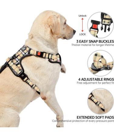 Nestroad Anti Pull Dog Harness & Leash Set for Large Dogs - XL Checkered Beige | Fits Neck 43-64cm & Breast 53-89cm | Buy Now! - Buy Online on GoSupps.com