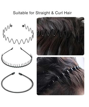 Buy 9 Pieces Unisex Black Metal Hairbands - Fashionable Wave Elastic Headbands for Outdoor Sports & Yoga - Buy Online on GoSupps.com