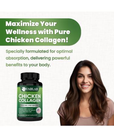 FabLab Chicken Collagen Type II Supplement - Nutritional Supplement for Joint, Nerve & Bone Support - Non-GMO, Anti-Aging Dietary Product with Hydrolyzed Peptides- 100 Capsules Chicken Collagen 100 capsules - Buy Online on GoSupps.com