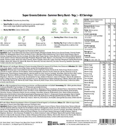 Protein Works Super Greens Extreme 150+ Health Benefits 41 Active Ingredients Vegan & Gluten Free Low Sugar Red Fruit Explosion 1kg - Buy Online on GoSupps.com
