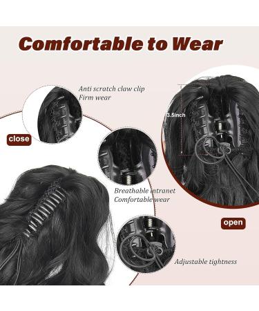 DCBaboo 45cm Ponytail Extension - Wavy Curly Clip-In Hair Braid - Synthetic Long Hair for Instant Style - 150g Black - Buy Online on GoSupps.com