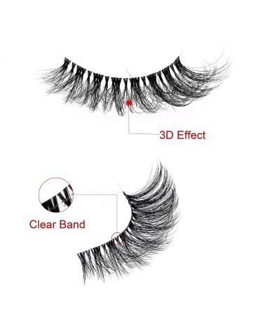 KSYOO 5 Pairs 3D Faux Mink Eyelashes | 18mm Dramatic Soft False Lashes | Natural Look with Clear Band | Reusable for Daily Work and Party - Buy Online on GoSupps.com