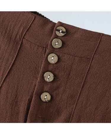 Gufesf Women's Plus Size Linen Capris Pants Coffee - Small | Wide Leg Summer Crop Pants with Pockets - Buy Online on GoSupps.com