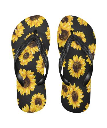 Mnsruu Sunflower Flower Pattern Yellow Art Flip Flops for Home Hotel Spa Bedroom Travel S for Men Women