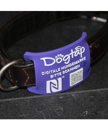 DogTap Light Big - Waterproof Silicone Dog Tag for Medium to Large Dogs | NFC & QR Code | Purple (67 x 40 mm) - Buy Online on GoSupps.com