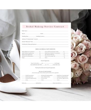 Bridal Makeup Service Contract | 50 Pack | Makeup Artist Supplies | 8.5 x 11 A1 Forms | White & Pink Bridal Contract - Buy Online on GoSupps.com