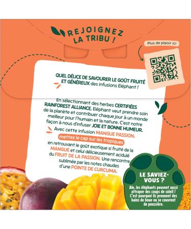 Elephant Flavored Infusion Mango Passion Flavor Rainforest Alliance Certified 100% Natural Ingredients 20 Sa - Buy Online on GoSupps.com