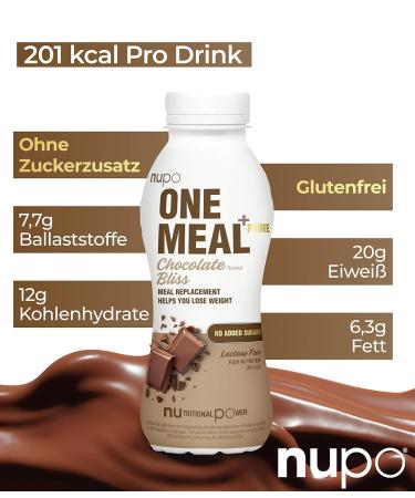 NUPO Meal Replacement Drink for Weight Loss - Chocolate Flavor (12 Pack) - Perfect Diet Shake & Liquid Food - Buy Online on GoSupps.com