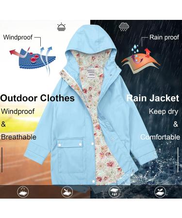 SOLOCOTE Kids Rain Jacket | Hooded & Lined Rubber RainCoat | Waterproof & Windproof | Size 11-12Y | A-Light Blue - Buy Online on GoSupps.com