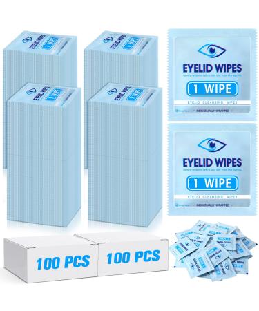 Timgle 200 Pieces Eyelid Wipes Tea Tree Eye Wipes Bulk Individually Wrapped Eyelid Cleanser and Moisturizer Pads Disposable Eyelash Wipes for Dry Eyes Anti Sensitive Eye Cleanser Wipes for Travel