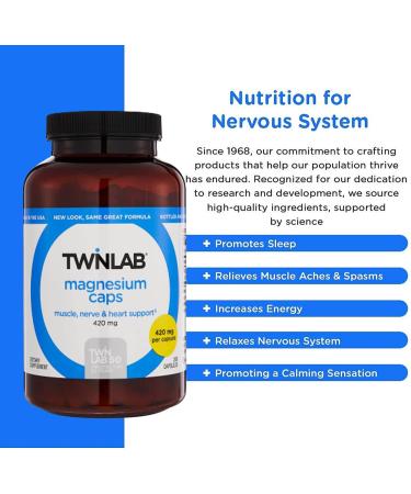 Buy Twinlab Magnesium High Absorption 420mg - 200 Capsules for Optimal Health - Buy Online on GoSupps.com