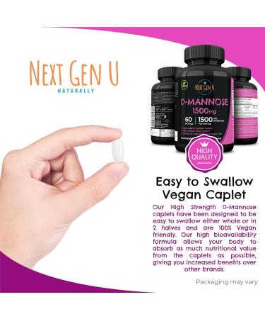 D-Mannose 1500mg Health Supplement | 120 Vegan Caplets for Urinary Tract & Bladder Health - Buy Online on GoSupps.com