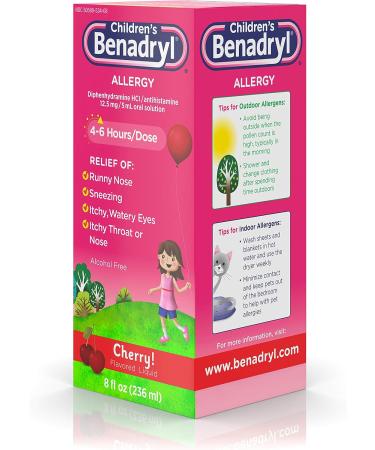 Pharmapacks Children's Benadryl Allergy Liquid Cherry 8 oz (Pack of 4) - Buy Online on GoSupps.com