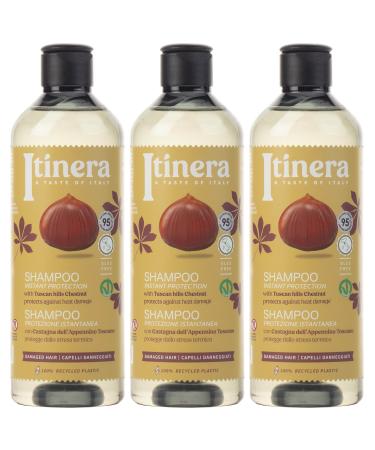 sarcia.eu ITINERA Shampoo for Damaged Hair with Tuscan Chestnut from the Hills 95% Natural Ingredients 370ml Pack of 3