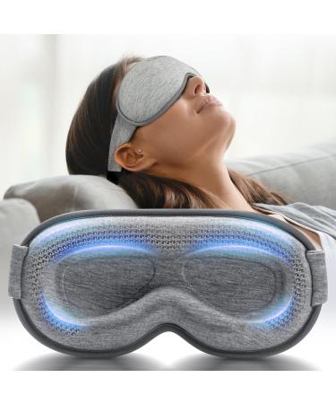 Weighted Eye Mask for Sleeping - Blackout Sleep Mask for Women Men FACEMOON Lash Extension Eye Covers Memory Foam 3D Contoured Airplane Travel Essentials Blindfold for Meditation(Gray) Grey