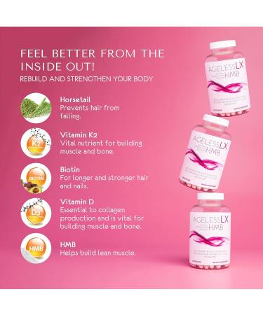 AgelessLX Supplement Capsule for Women with HMB + Hydrasilk Eye Cream 0.5 OZ + Bright Glow Face Serum 1 Fl OZ for Women Bundle - Buy Online on GoSupps.com