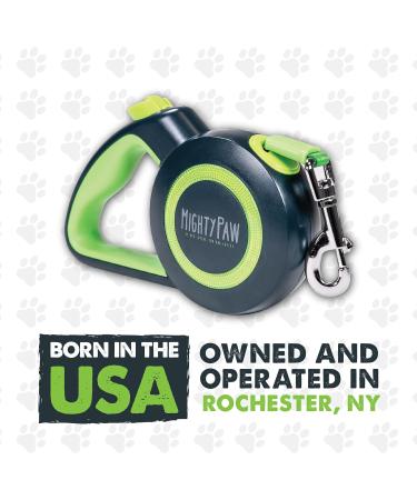 Mighty Paw Retractable Dog Lead 2.0 | Heavy Duty Reflective 5m Extendable Lead for Pets Up to 22kg | Tangle-Free Design, Quick-Lock Braking System & Anti-Slip Handle | Green/Lite - Buy Online on GoSupps.com