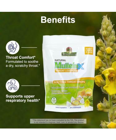 Nature's Answer Mullein X Respiratory Soothing Throat Lozenges 24 Count Alcohol Free Herbal Cough Support with Mullein Marshmallow English Ivy & Honey Non GMO Gluten Free - Buy Online on GoSupps.com