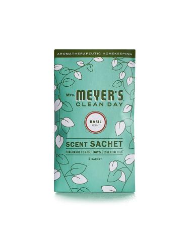 Mrs. Meyer's Air Freshener Sachets, Fragrance for your Locker, Car, Closet, and Gym Bag, Basil, Pack of 3