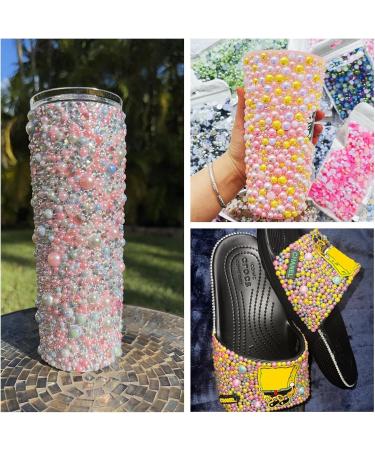 Shop Astaron 50g Mix Half Pearls & Glitter Stones - 3mm-10mm Flatback Rhinestones for Face Nail & DIY Crafts - Pink Yellow Series - Buy Online on GoSupps.com