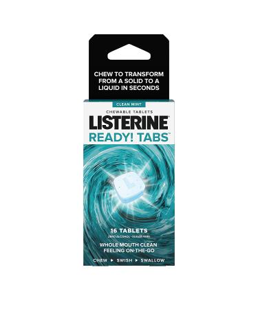 Listerine Ready! Tabs Mint Chewable Tablets - 4-Hour Fresh Breath On-The-Go - Sugar-Free & Alcohol-Free - 16 Count - Buy Online on GoSupps.com