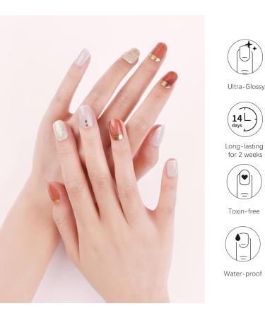 DANNI & TONI 28 Golden Luxe Gel Nail Polish Strips - Salon-Quality Manicure Stickers Set - Buy Online on GoSupps.com