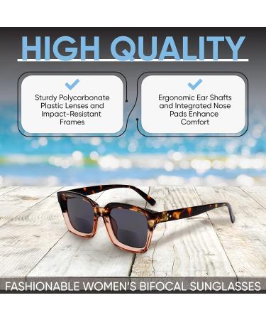 Yogo Vision Bifocal Reading Sunglasses for Women | UV400 Sun Protection | Trendy Retro Style Eyewear in Black Brown Havana Leopard | International Shipping Available - Buy Online on GoSupps.com
