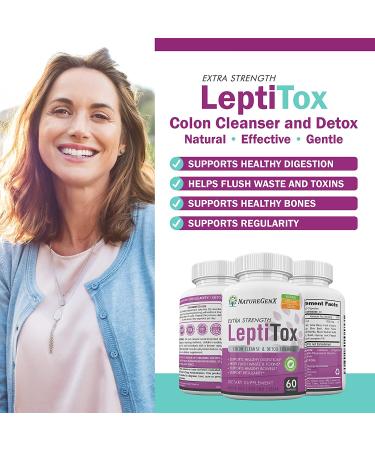 NatureGenX LeptiToX Colon Cleanser & Detox Supplement - Weight Loss, Gas & Bloating Relief | Remove Toxins, Natural Body Cleanse & Constipation - 60 Capsules - Buy Online on GoSupps.com
