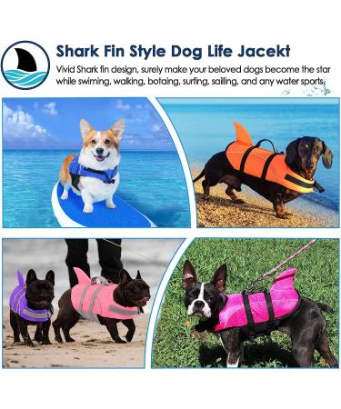 Dog Life Jacket - Reflective Safety Vest for Boating & Swimming - Shark Design with Rescue Handle - Orange (Size L) - Buy Online on GoSupps.com