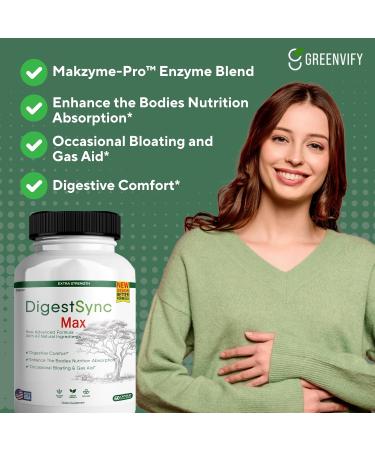 DigestSync Max Extra Strength Digestive Support 60 Capsules Gluten Free Vegan Natural Ingredients (1) - Buy Online on GoSupps.com