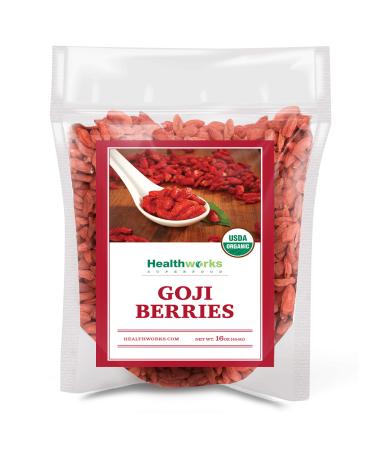 Healthworks Raw Goji Berries (16 Ounces / 1 Pound) | Certified Organic & Sun-Dried | Keto, Vegan & Non-GMO | Baking, Teas & Smoothies | Antioxidant Superfood