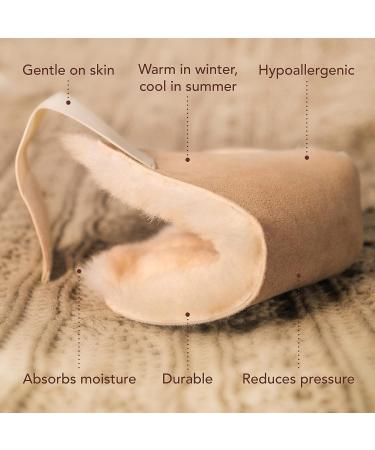 Medical Sheepskin Heel Protectors - Soft Lambswool Foot Pillows for Bed Sores - Ulcer Prevention Cushion Pads - 1 Sheep Skin Protector - Buy Online on GoSupps.com