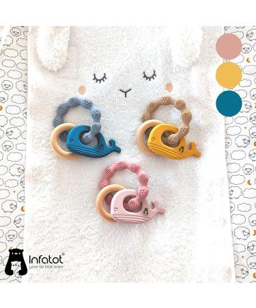 Infatot Teething Toys for Baby - MultiTexture Silicone Teethers 0-6 Months - Pink/Salmon - Buy Online on GoSupps.com