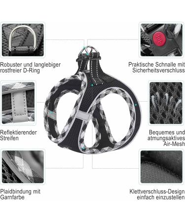 Haapaw Adjustable No Pull Dog Harness & Leash Set - Reflective Step-In Vest for Extra Small & Small Medium Dogs - Black XL (50.8-59.6 cm Breast) - Buy Online on GoSupps.com