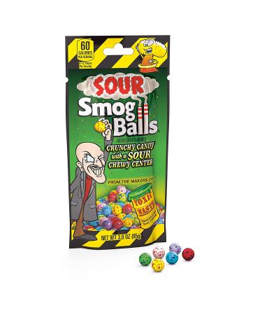 Toxic Waste Sour Smog Balls | 3-Pack Bags - 6 Flavors | Hard Candy with Chewy Sour Center - Buy Online on GoSupps.com