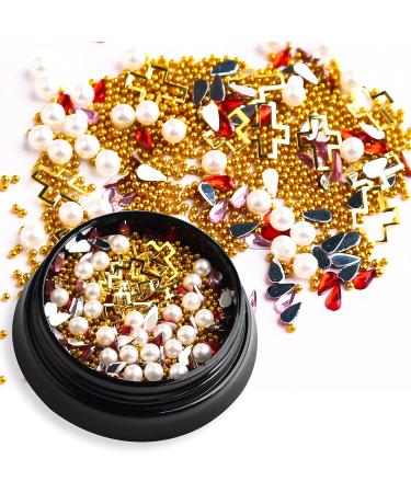 SILPECWEE 3D Gold Nail Charms Kit with Tweezers - DIY Nail Decoration Set - Buy Online on GoSupps.com