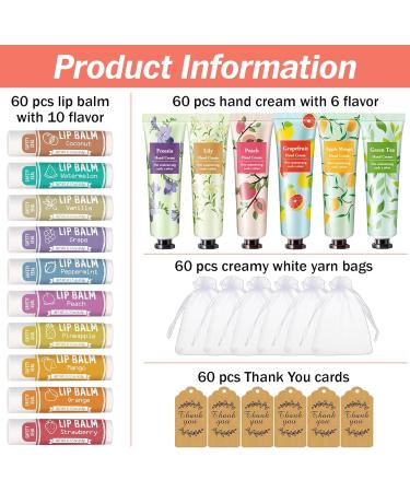 AZEN 60 Sets Hand Cream Bulk and Lip Balm Bulk Set Bridal Shower Gifts for Guests with Organza Bag Thank You Card Thank You Gifts for Coworkers Women Men Bridal Wedding Favors for Guests - Buy Online on GoSupps.com
