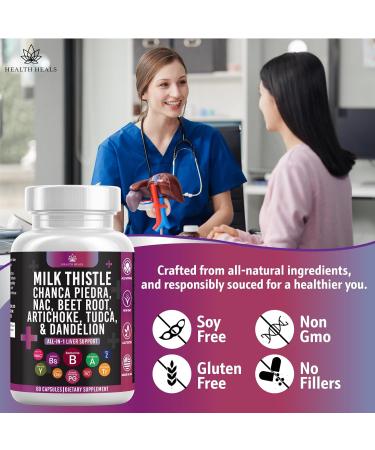 Milk Thistle NAC Chanca Piedra Beet Root Artichoke Dandelion Root - Liver Supplement Plus Astragalus TUDCA Choline & Ginger- 120 Count 60 Count (Pack of 2) - Buy Online on GoSupps.com