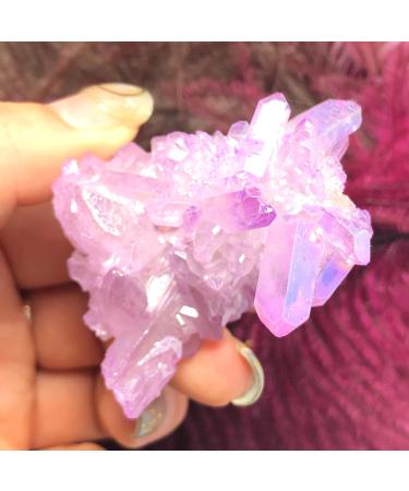 Beautiful Aura Crystal Cluster Angel Aura Titanium Quartz Crystal Specimen Minerals Decorative - Buy Online on GoSupps.com