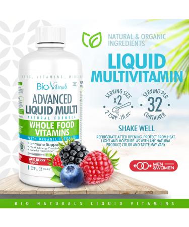 Bio Naturals Liquid Whole Food Multivitamin for Men & Women - 100+ Ingredients Superfoods Vegan - 32 oz Organic Nutritional Supplement - Buy Online on GoSupps.com